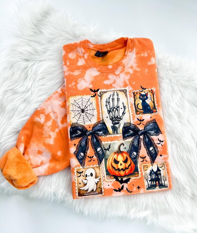 Happy Halloween Coquette Bleached Graphic Sweatshirt or Hoodie Unisex  Womenswear Crewneck Casual Tshirt Top | DripVista.com