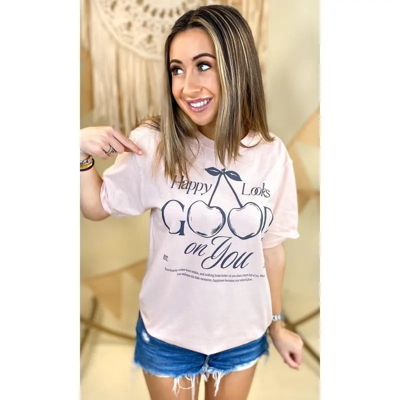 Happy Looks Good On You Graphic T-Shirt Hoodie, Sweatshirt | DripVista.com