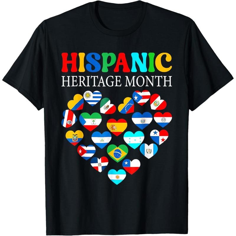 Happy National Hispanic Heritage Month All Countries Heart T-Shirt made in usa Hoodie, Sweatshirt | DripVista.com