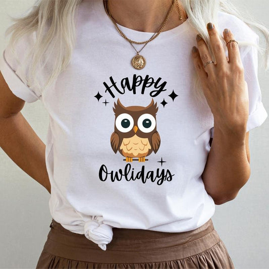 Happy Owlidays Shirt, Owl Lover Gift Shirt, Funny Owl Christmas T-Shirt, Bird Christmas Tee, Happy Holidays Shirt.