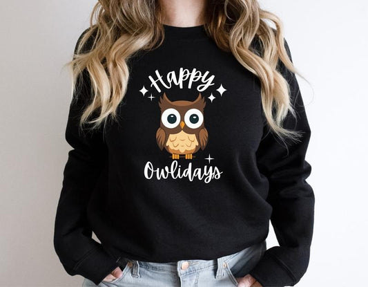 Happy Owlidays Sweatshirt, Owl Lover Gift Sweater, Funny Owl Christmas Hoodie, Bird Christmas Sweatshirt, Happy Holidays Sweater.