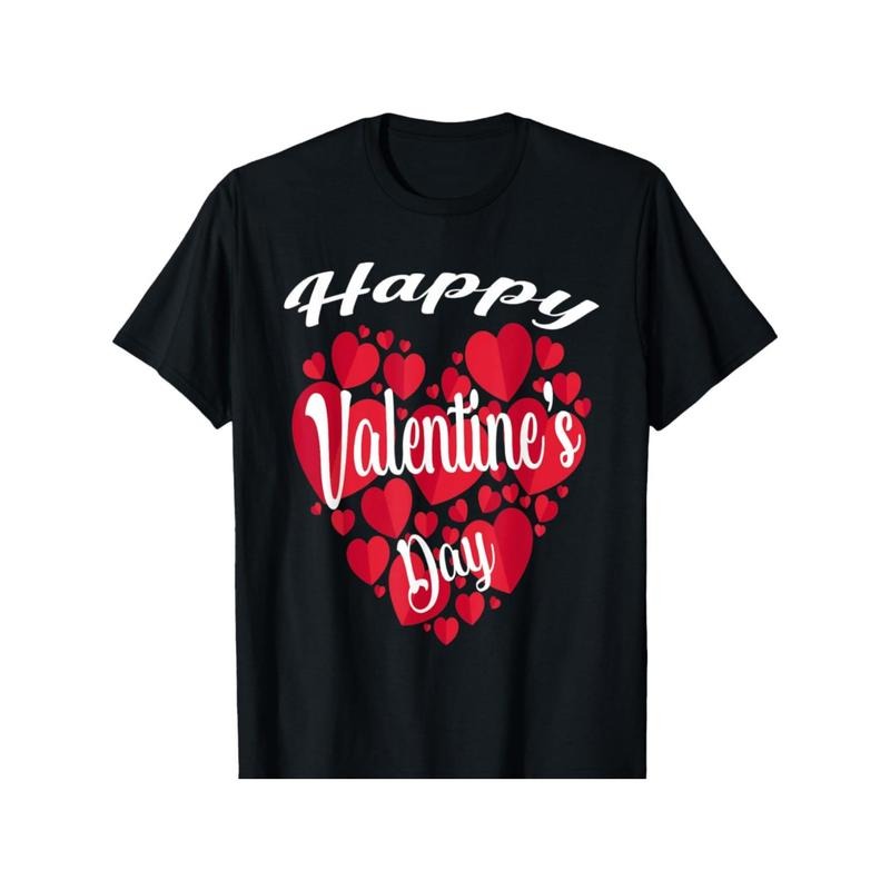 Happy Valentines Day Couples Matching Red Hearts T-Shirt made in usa Hoodie, Sweatshirt | DripVista.com