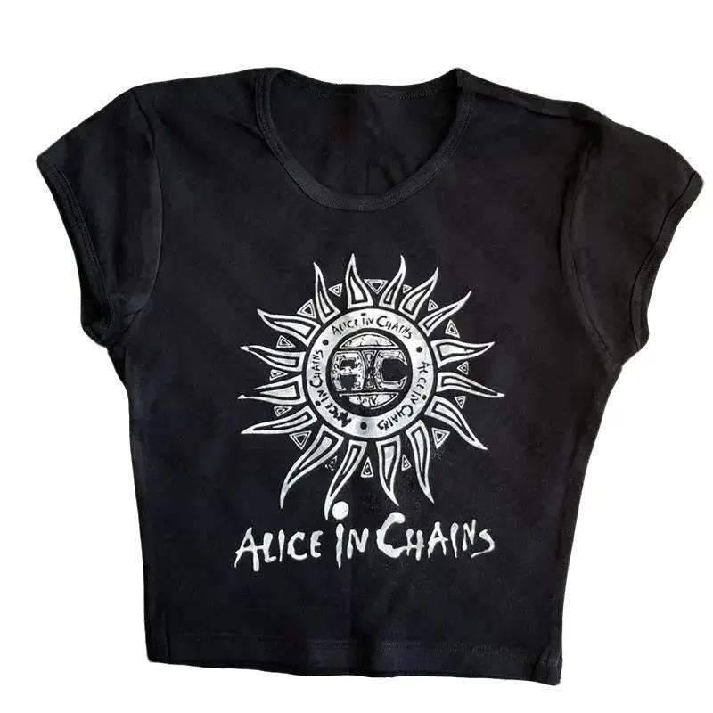 Harajuku Y2K vintage cute Cartoon Graphics aesthetic Short Sleeve T-shirts Summer Emo Crop Top 90s tops Streetwear Goth Baby Tee