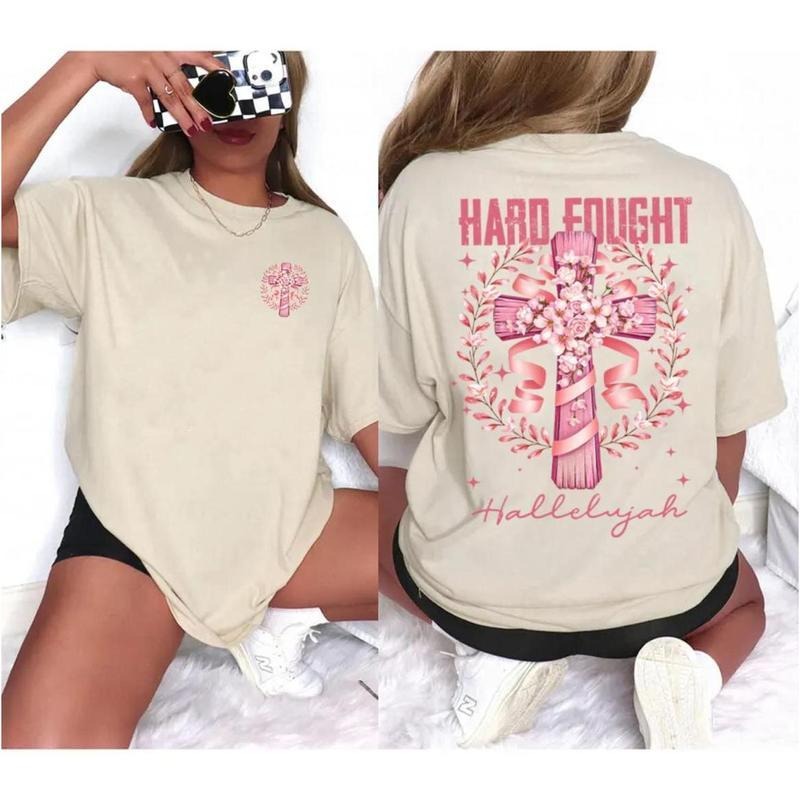 Hard Fought Hallelujah Shirt, Floral Christian Tee, Mother day, Trendy Looks, Stay Ahead of the Curve, Casual Style...