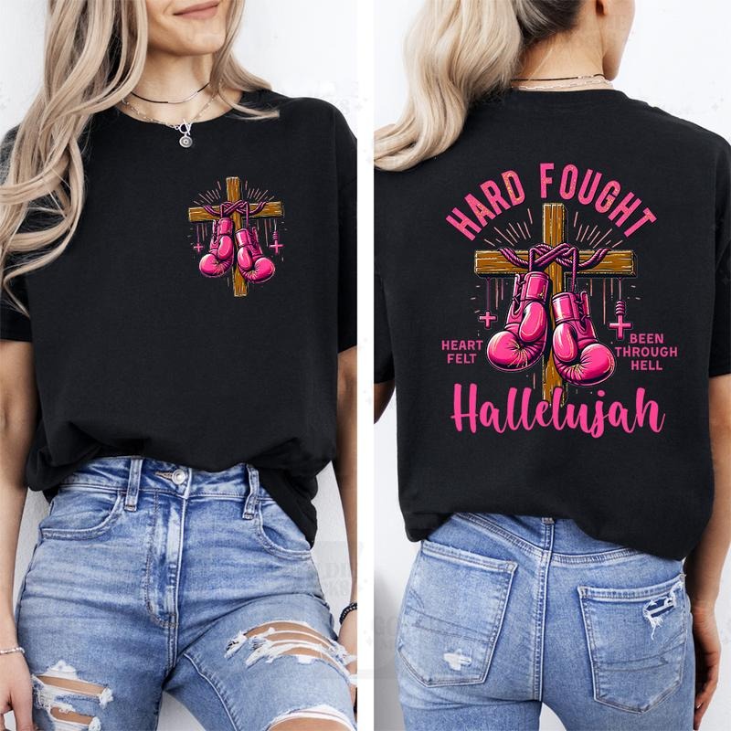 Hard Fought Heart Felt Been Through Mouthless cat Hallelujah 2 Sided T-Shirt, Graphic Tees for Unisex Cotton Fabric...