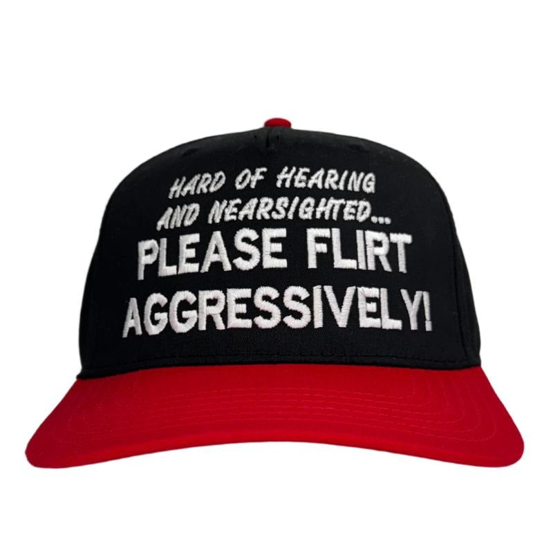 Hard Of Hearing Please Flirt Aggressively Custom Embroidered Hat T-Shirts, Hoodie, Sweatshirt | DripVista.com