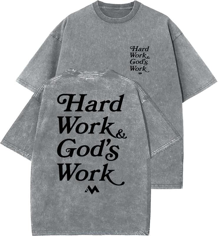 Hard Work God's Work Unisex Washed T-Shirt, Christian t shirts, Vintage 90s Graphic Tee, Gift Top Womenswear Cotton...