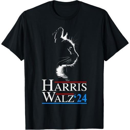 Harris Waltz 2024 Cat Election Kamala Harris Tim Walz 2024 T-Shirt made in usa