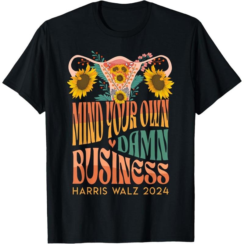 Harris Waltz 2024 Mind Your Own Damn Business Uterus Floral T-Shirt made in usa Hoodie, Sweatshirt | DripVista.com