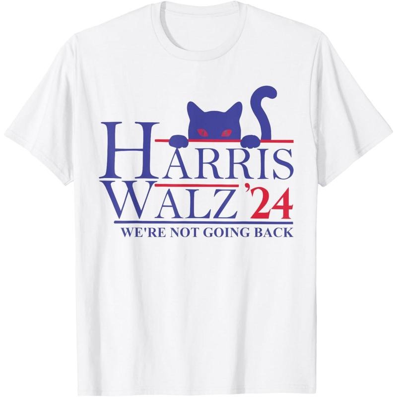 Harris Waltz 2024 We're Not Going Back Funny Cat Lady T-Shirt made in usa