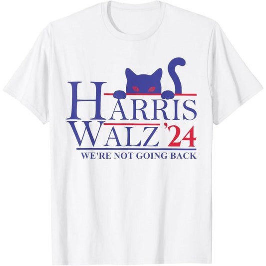 Harris Waltz 2024 We're Not Going Back Funny Cat Lady T-Shirt made in usa