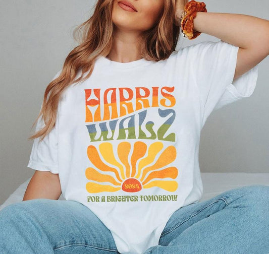 Harris Walz 2024 For A Brighter Tomorrow Shirt, Harris Walz Flower Shirt, Debate America, Kamala Harris Shirt, Democrat Shirt, Vote Shirt, Trendy Tee