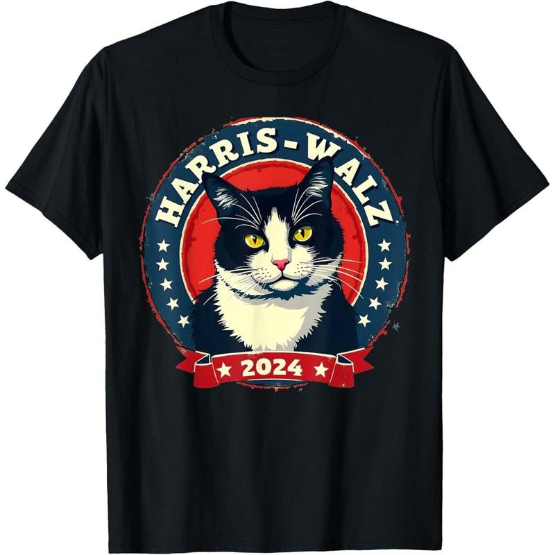 Harris Walz 2024 Funny Cat Election Kamala Harris Tim Waltz T-Shirt made in usa Hoodie, Sweatshirt | DripVista.com