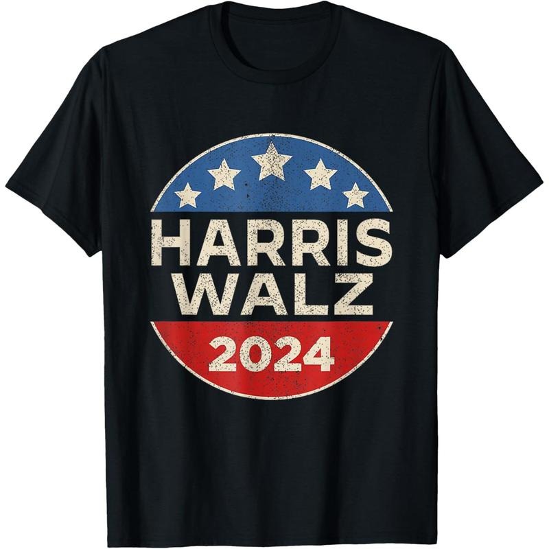 Harris Walz 2024 Kamala Harris Tim Waltz Vintage Button T-Shirt made in usa Hoodie, Sweatshirt | DripVista.com