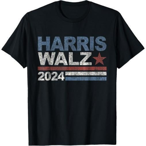 Harris Walz 2024 President Election Vintage Retro Stripe T-Shirt made in usa Hoodie, Sweatshirt | DripVista.com