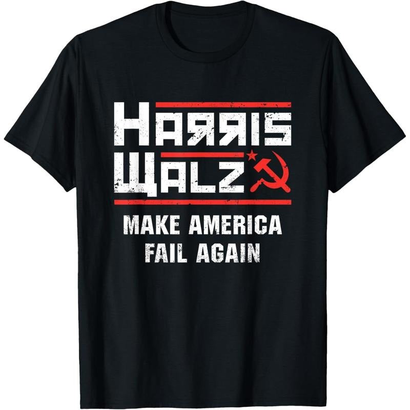 Harris Walz Make America Fail Again Anti Kamala Socialist T-Shirt made in usa Hoodie, Sweatshirt | DripVista.com