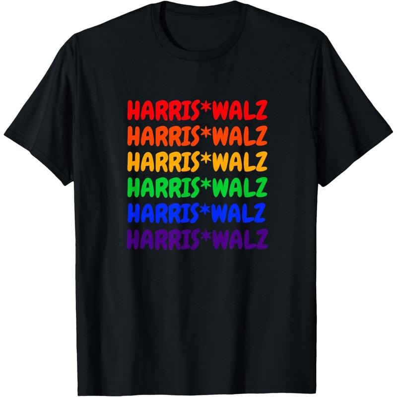 Harris Walz Rainbow T-Shirt made in usa