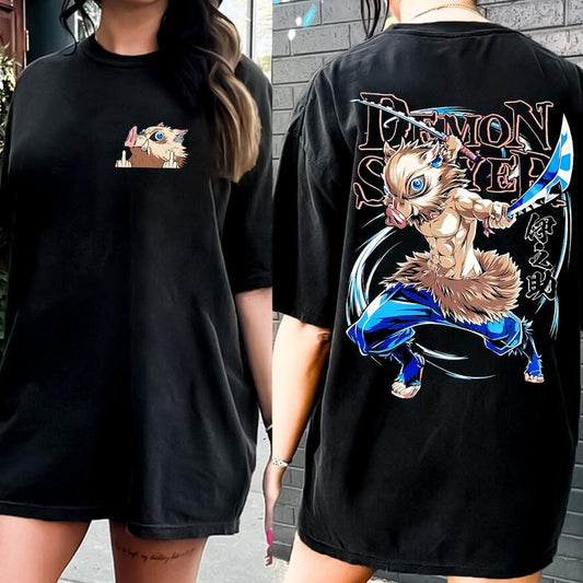 Hashibira Inosuke Anime Shirt, Inosuke Anime Gift Men and Women T-shirt, Demon Slayer, Demon Slayer Flame Hashira Rengoku Anime Tee, Gift Idea for Anime Lover