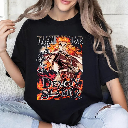 Hashira Flame Pillar DM Characters Shirt Crewneck Hoodie, Anime Otaku Shirt Comfort Cotton