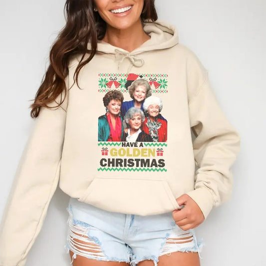 Have A Golden Christmas Sweatshirt, Funny 90s Golden Girls Characters Sweatshirt, Golden Girls Fan Shirt