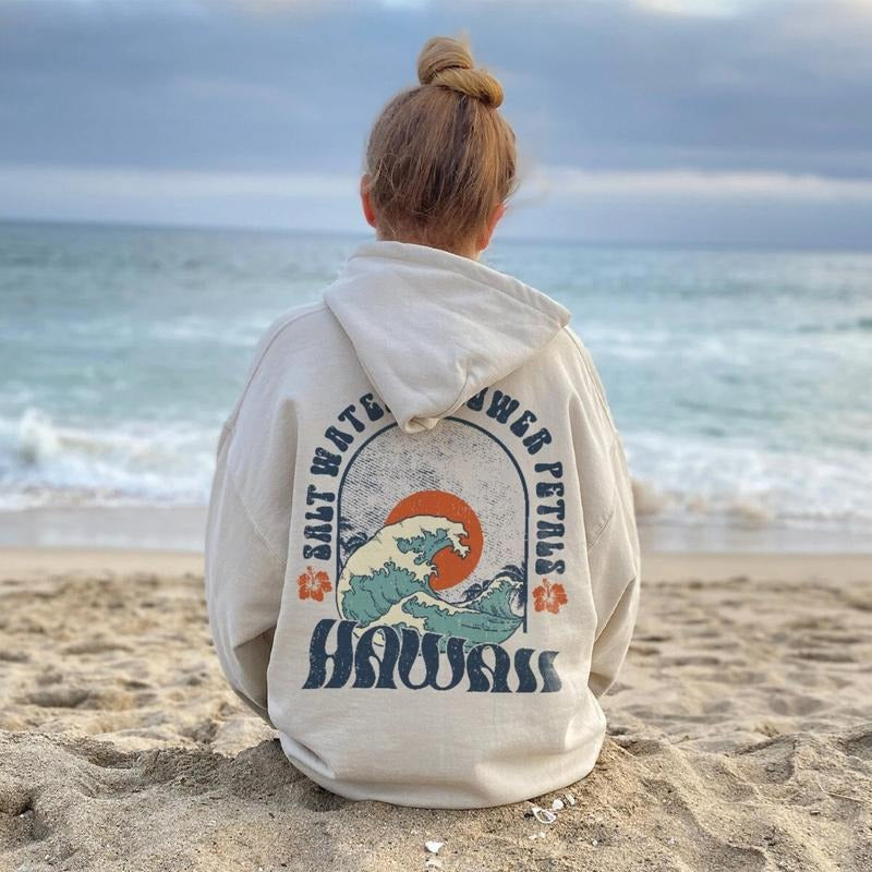 Hawaii Surf Hoodie, Coconut Girl Aesthetic Sweatshirt, Ocean Beach Hoodie, Siesta Beach Shirt, Summer Holiday...
