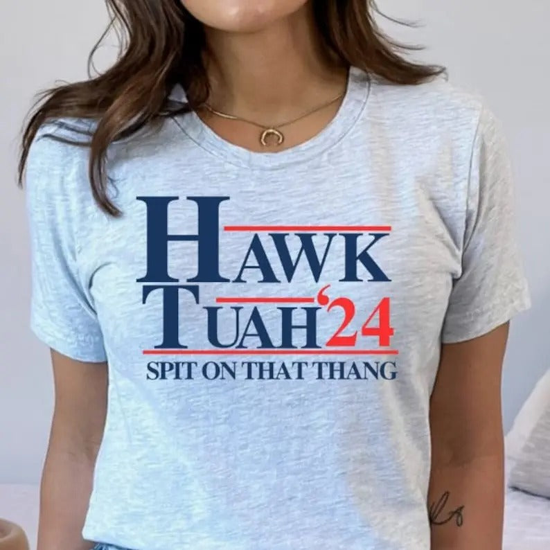 Hawk Tuah 24 Spit on That Thang T-Shirt, Viral Hawk Tuah Girl T-Shirt, Hawk Tuah 2024 T-Shirt, Funny Viral T-Shirt, Gift For Her, Gift For Him