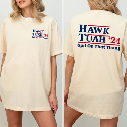 Hawk Tuah Shirt Slip On That Thang 2 Sides T-shirt, Hawk Tuah '24 Funny Shirt