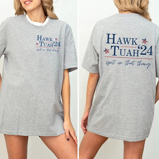 Hawk Tuah Spit On That Thang 2024 T-Shirt, Hawk Tuah 24 Funny Trendy Sweatshirt for Women Men Viral Crewneck T-Shirt