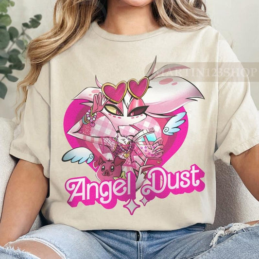 Hazbin Hotel Angel Dust And Fat Nugget Lover T-Shirt, Hazbin Hotel Characters T-Shirt, Helluva Boss Sweaters