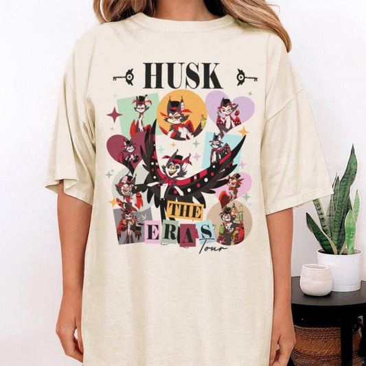 Hazbin Hotel Husk Comfort Colors T-Shirt, Hazbin Hotel Characters Eras Tour T-Shirt, Hazbin Hotel Cartoon T-Shirt, Helluva Boss Tee