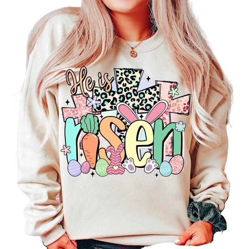 He Is Risen Sweatshirt, Matthew 28:6, Easter Christian Sweater, Easter Bible Verse, Risen Doodle, Gifts For Women...
