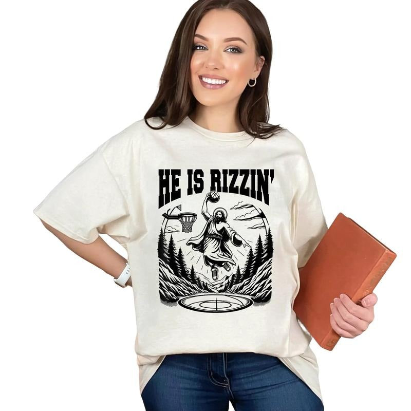 He Is Rizen T-Shirt, He Is Rizzen Jesus , Funny , Easter Gift, Day Gift, He Is Rizen Funny Shirt Top  Summer Comfort...