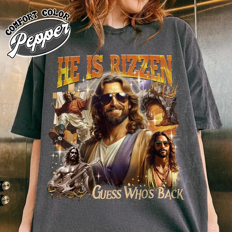 He Is Rizzen Shirt, He Is Rizzin, Funny Shirt of Jesus, Bootleg Jesus Shirt, Cool Christian, Funny Bootleg Jesus Shirt,...