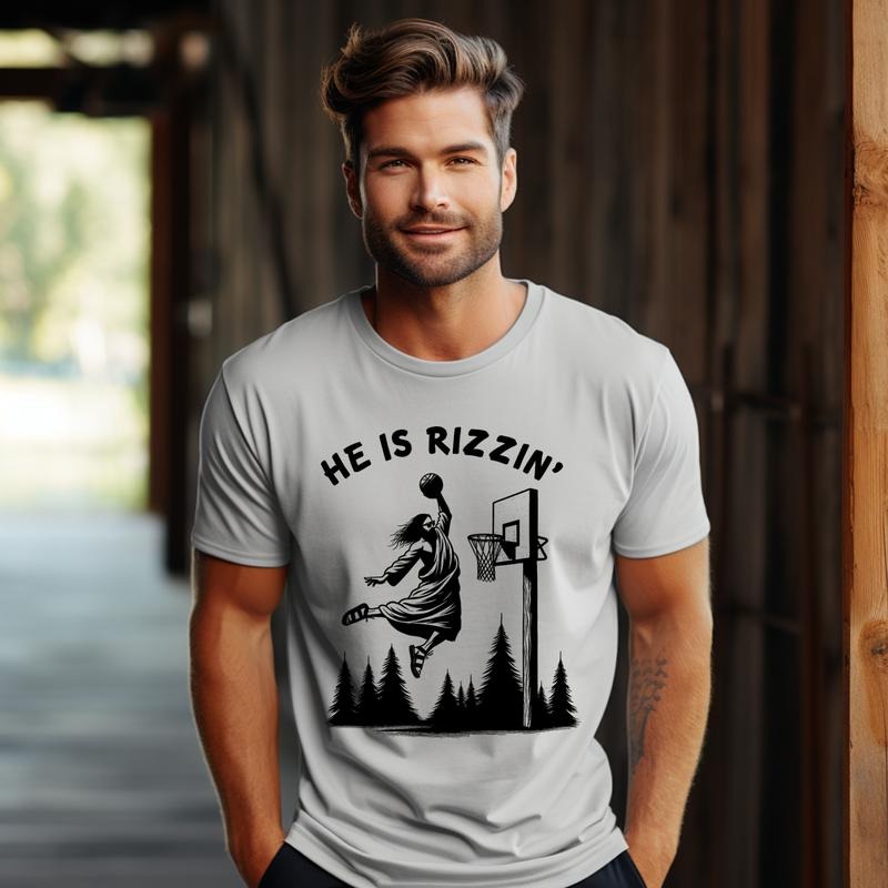 He Is Rizzin' Shirt, Funny Easter , Jesus Easter , Day Outfit, Jesus Basketball Easter, Humor Christian Shirt ,  T Shirt...