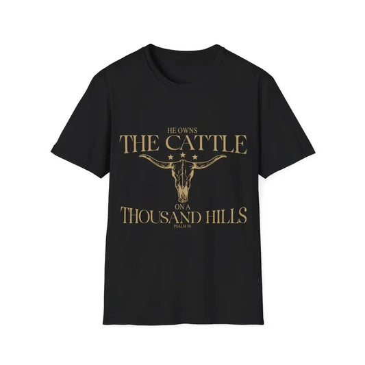 He Owns the Cattle on a Thousand Hills Psalm 50 Vintage Cow T-Shirt