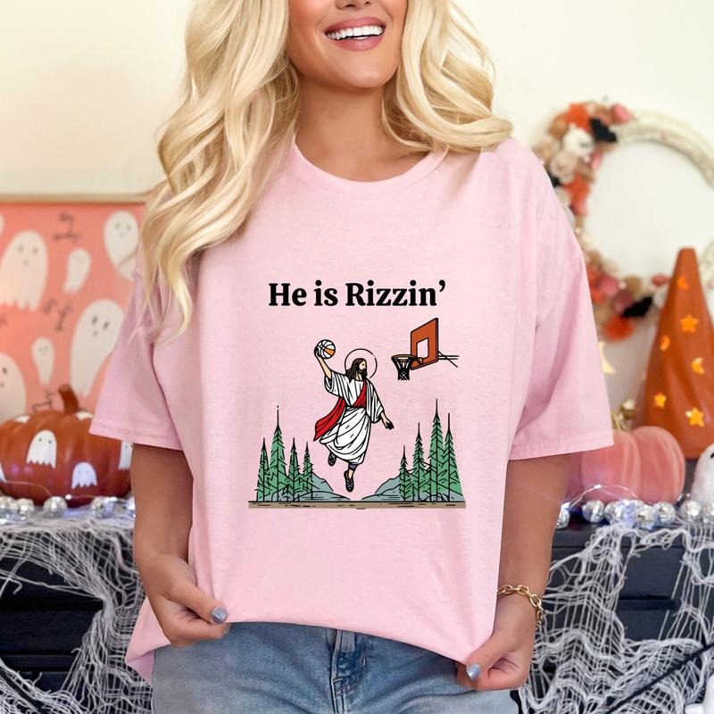 He is Risen Funny Easter Shirt, Jesus Playing Basketball, Retro Y2K Christian, Weirdcore Clothing That Go Hard Tshirt...