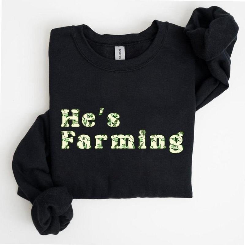 He's Farming Watercolor Tropical Pattern Unisex Crewneck Sweatshirt, Farm Shirt, Trendy Shirt