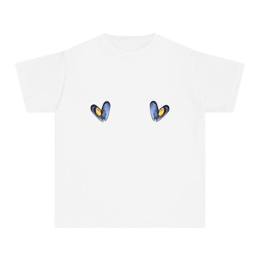 Heart Mussels Baby Tee, Oyster Y2k, Seashell Summer Top, Coastal Girl, Retro Seafood Graphic Top, Aesthetic Shirt, 90s Aesthetic