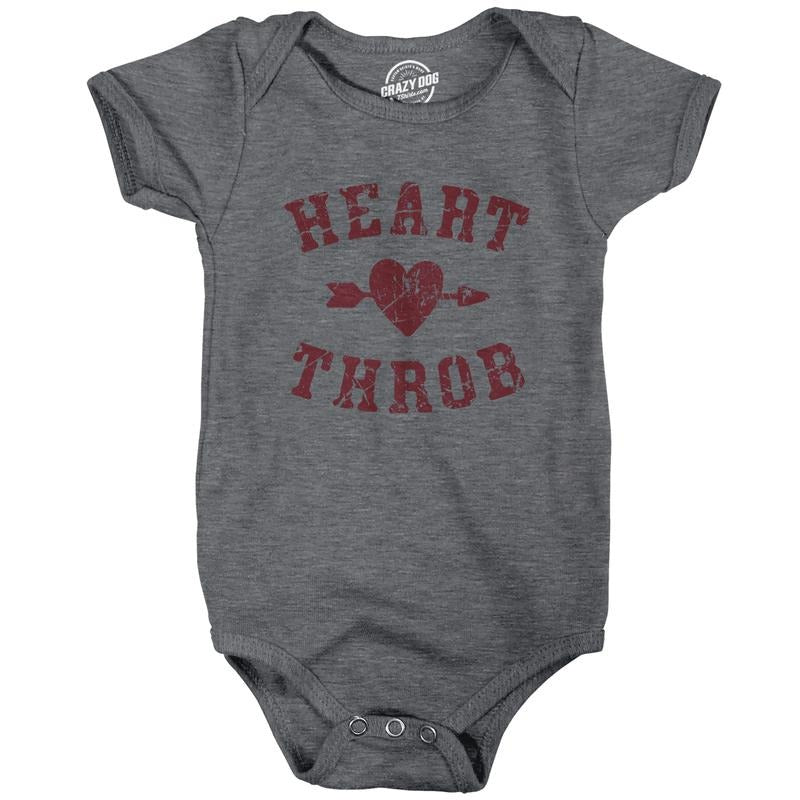 Heart Throb Baby Bodysuit Funny Valentines Day Romper For Infants Funny Baby Onesies Love Onesie for Baby Novelty Onesie...