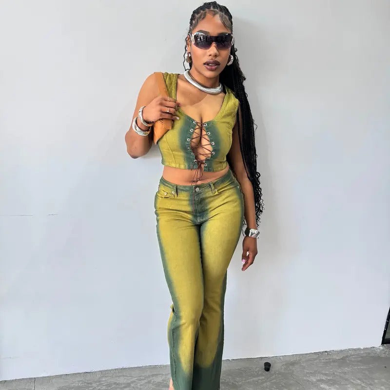 Heat Wave Yellow Wash Denim Straight Leg Pant T-Shirts, Hoodie, Sweatshirt | DripVista.com