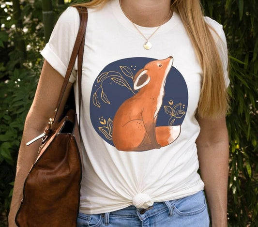 Heathered Cream Fox T Shirt Hoodie Sweater, Vintage Animals TShirt, Cute Cottagecore Tee, Woodland Animal Tee, Cute Boho Shirt, Red Fox Forest Animal Shirt