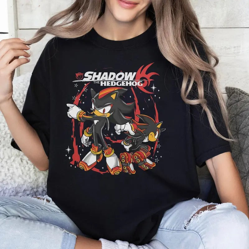 Hedgehog Shadow T-shirt, Japanese Anime Hero, Gaming Legend Apparel, Anime Manga Shirt Hoodie, Sweatshirt | DripVista.com