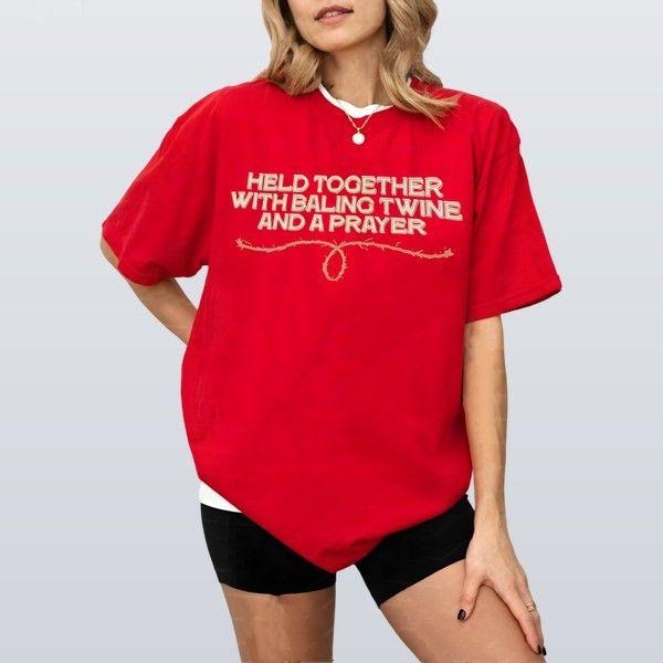 Held Together With Baling Twine And A Prayer T-shirt Retro Graphic Gift For Her Hoodie, Sweatshirt | DripVista.com