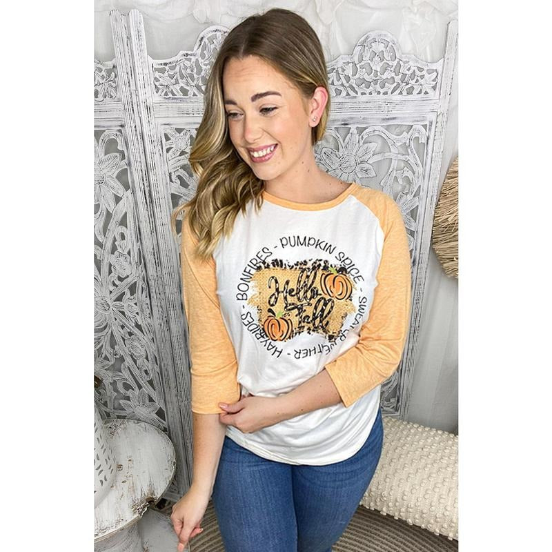 Hello Fall Raglan T-Shirts, Hoodie, Sweatshirt | DripVista.com