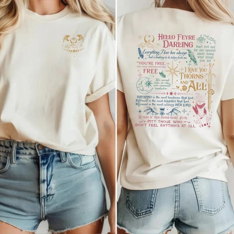 Hello Feyre Darling Shirt, Acotar Fan Shirt, House Of Wind Black, Velaris City Of Starlight Shirt, Unisex Sweater Pullover Tee graphic  hoodie