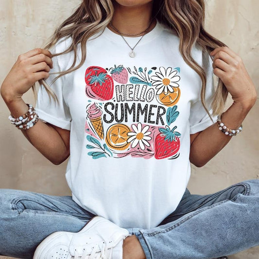 Hello Summer Square DTF Transfers - THIS IS NOT A SHIRT