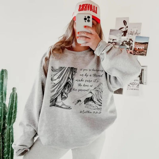 Hem of His garment Shirt, Trendy Christian Shirt, Matthew Bible Verse Shirt, Faith Shirt, No-Fade Colors, Wash After Wash