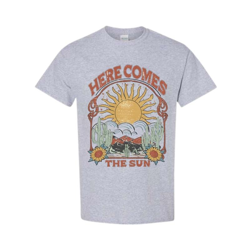 Here Comes the Sun Tee, Retro Style T-Shirt, Hippie Tee, Vintage Inspired Cotton T-shirt, Comfort Colors T-shirt Classic...
