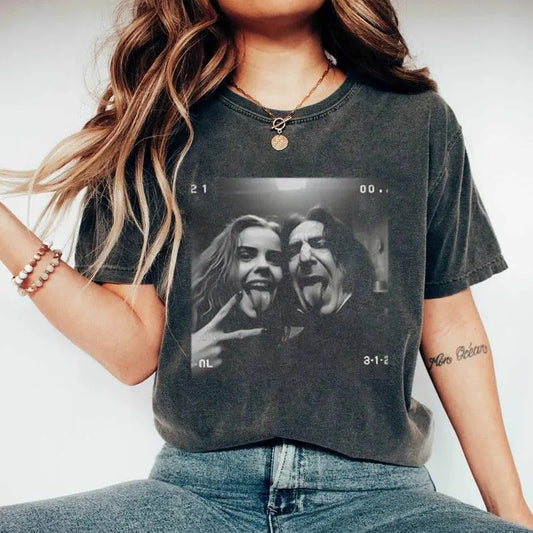 Hermione And Snape T-Shirt, Hermione & Snape Tongues Sticking Tee, Funny Meme Shirt, Movie Lovers Shi Top Womenswear