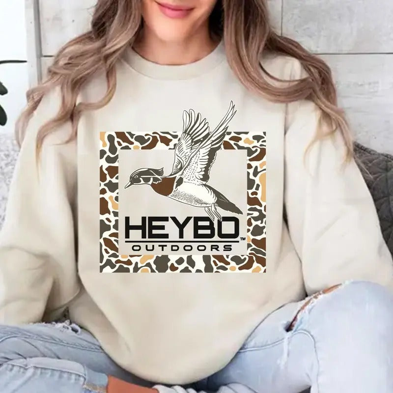 Heybo Outdoors Phesant Ducks Camoflauge Bottomland Unisex Hoodie - Sweater - T-shirt Sweatshirt | DripVista.com